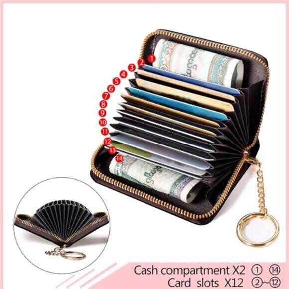 RFID Credit Card Holder Wallets for Women, Skull Skeleton Hand - Picture 4 of 6